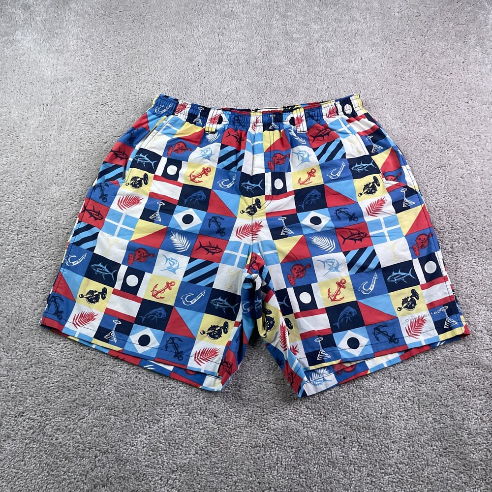 Columbia PFG Swim Shorts Mens Medium Multicolor Nautical Fishing Omni Shade